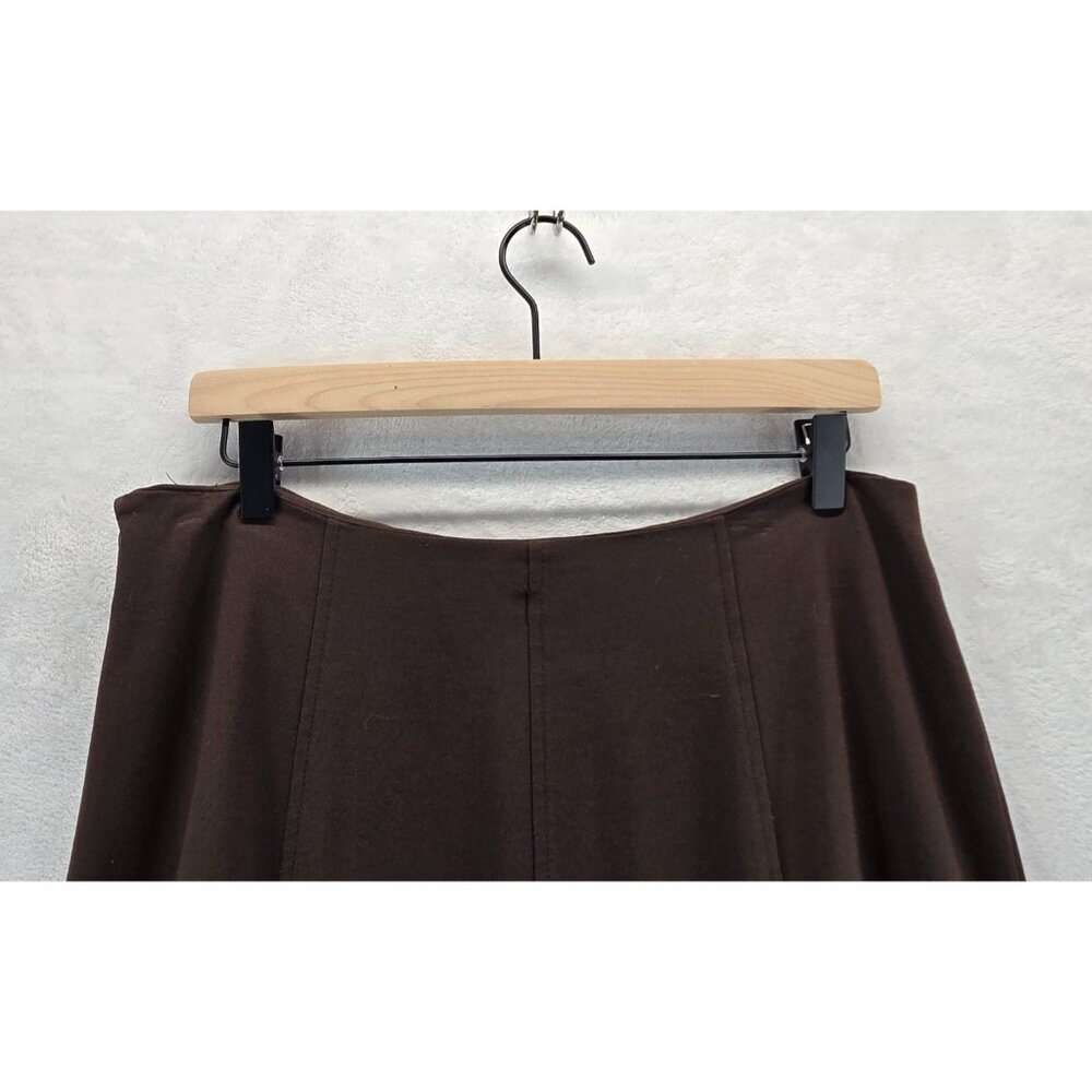 Dressbarn Brown Career Wear Skirt Midi  Flare Godet Insterts Bandless Waist - Picture 7 of 10